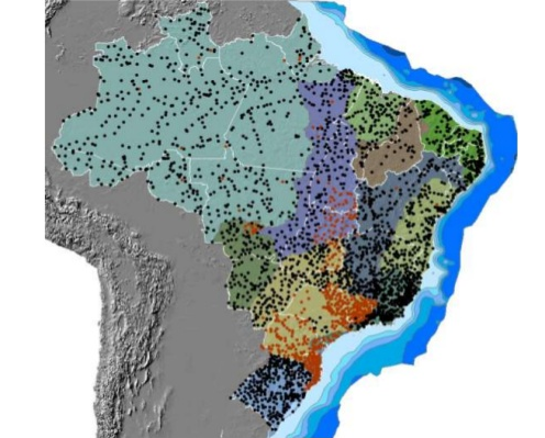 mapa da rede de monitoramento hidrometeorológica